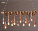 Retro bamboo hemp rope pendant lights dining room chandelier