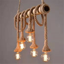 Retro bamboo hemp rope pendant lights dining room chandelier