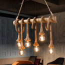 Retro bamboo hemp rope pendant lights dining room chandelier