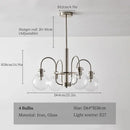 Retro bauhaus brass glass led chandelier for dining room