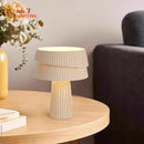 Retro beige pleated mushroom table lamp for bedroom atmosphere