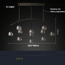 Retro black brass crystal glass pendant light dining room chandelier