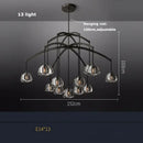 Retro black brass crystal glass pendant light dining room chandelier