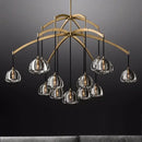 Retro black brass crystal glass pendant light dining room chandelier