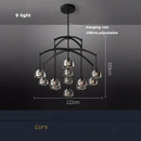 Retro black brass crystal glass pendant light dining room chandelier