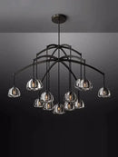 Retro black brass crystal glass pendant light dining room chandelier