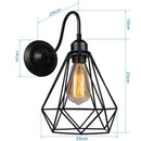 Retro black cage guard wall sconce bedroom edison lamp