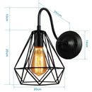 Retro black cage guard wall sconce bedroom edison lamp