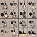 Retro black cage guard wall sconce bedroom edison lamp