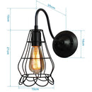 Retro black cage guard wall sconce bedroom edison lamp