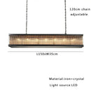 Retro black crystal glass rectangle chandelier dining room pendant