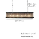 Retro black crystal glass rectangle chandelier dining room pendant