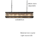 Retro black crystal glass rectangle chandelier dining room pendant