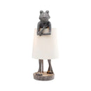 Retro black frog resin desk lamp bedroom lighting with white shade