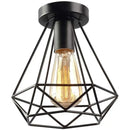 Retro black geometric iron cage ceiling lamp living room light