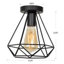 Retro black geometric iron cage ceiling lamp living room light