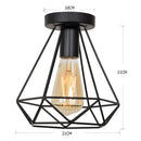 Retro black geometric iron cage ceiling lamp living room light