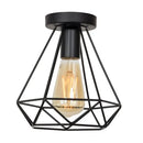 Retro black geometric iron cage ceiling lamp living room light