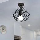 Retro black geometric metal ceiling light fixture kitchen glass shade