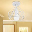 Retro black geometric metal ceiling light fixture kitchen glass shade