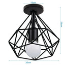 Retro black geometric metal ceiling light fixture kitchen glass shade