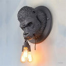 Retro black gorilla resin wall sconce bedroom dual filament lamp