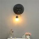 Retro black gorilla resin wall sconce bedroom dual filament lamp