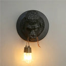 Retro black gorilla resin wall sconce bedroom dual filament lamp