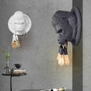 Retro black gorilla resin wall sconce bedroom dual filament lamp