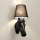 Retro black horse wall lamp bedroom ceramic sconce