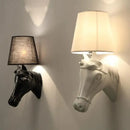 Retro black horse wall lamp bedroom ceramic sconce