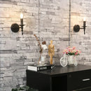 Retro black iron art wall lamp living room candle sconce