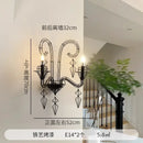 Retro black iron candle wall lamp living room sconce