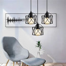Retro black iron frame pendant light kitchen geometric cage
