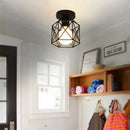 Retro black iron frame pendant light kitchen geometric cage
