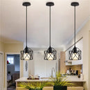 Retro black iron frame pendant light kitchen geometric cage