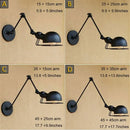 Retro black matte iron swing arm wall sconce bedroom light fixture
