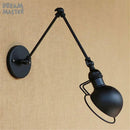 Retro black matte iron swing arm wall sconce bedroom light fixture