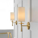 Retro black metal brass wall lamp bedroom fabric sconce