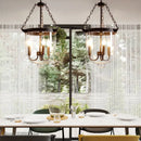 Retro black metal glass bucket pendant light dining room three bulb