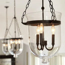 Retro black metal glass bucket pendant light dining room three bulb