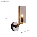 DecorBites™ Retro Black Tube Wall Light with Transparent Glass Sconce - Brass Arm Fixture