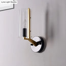 DecorBites™ Retro Black Tube Wall Light with Transparent Glass Sconce - Brass Arm Fixture
