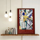 Retro black & white bauhaus stairs canvas print living room wall art