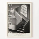 Retro black & white bauhaus stairs canvas print living room wall art