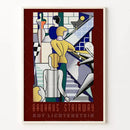 Retro black & white bauhaus stairs canvas print living room wall art