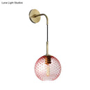 DecorBites™ Retro Glass Globe Wall Lamp: Pink/Yellow/Blue with Brass Finish