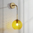 DecorBites™ Retro Glass Globe Wall Lamp: Pink/Yellow/Blue with Brass Finish
