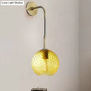 DecorBites™ Retro Glass Globe Wall Lamp: Pink/Yellow/Blue with Brass Finish