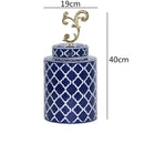 DecorBites™ Blue & White Porcelain Covered Vase Jar: Retro Chinese Home Decor Flower Arrangement & Organization